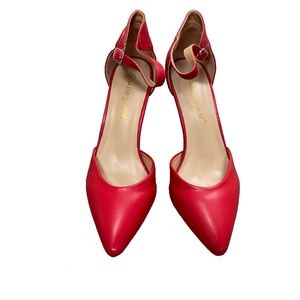 Allegra K Red Pointed Toe Heels with Ankle Strap Size 8